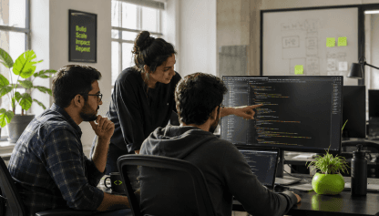 DevKross AI mobile app development studio senior engineering team collaborating on architecture